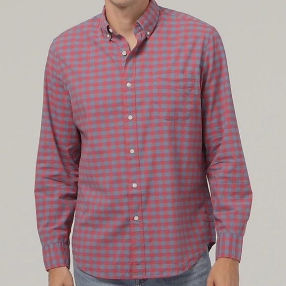 J. Crew Other - J Crew Stretch Men's Slim LongSleeve Button Down Shirt RedBlue Checked/Graham
